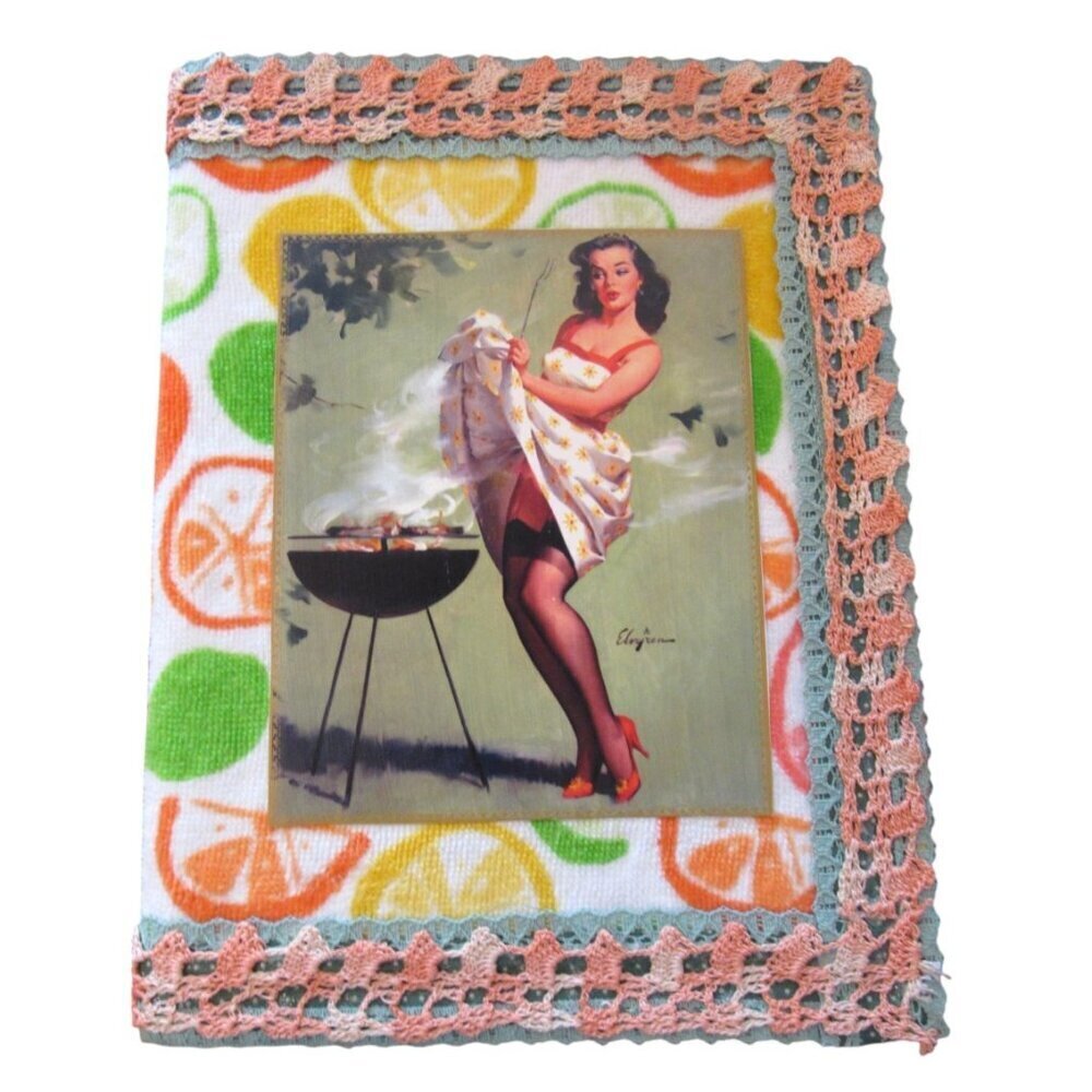 Handmade Journal Featuring 1940s Ladies Decorated with‎ Fabric & Lace - New